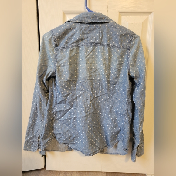 SO Polkadot Denim Collared Shirt - Picture 2 of 3